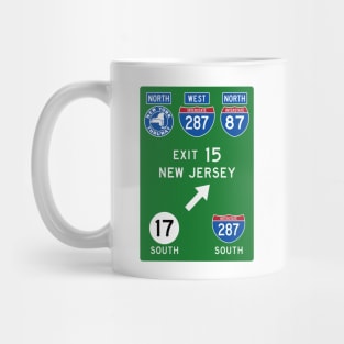 New York Thruway Northbound Exit 15: Route 17 Interstate 287 to New Jersey Mug